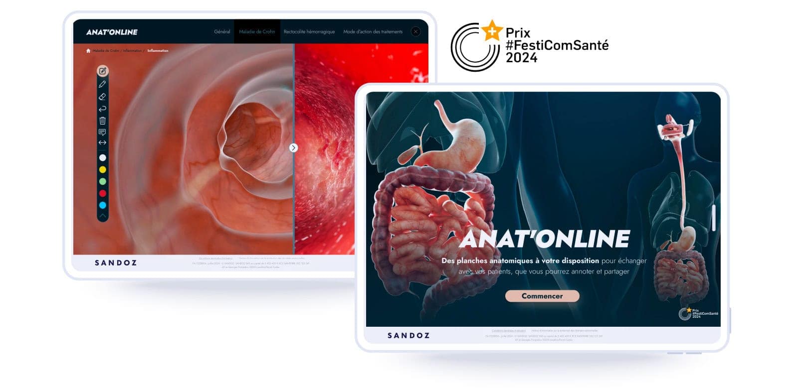 Outils médecin, planches anatomiques, prix or festival com santé